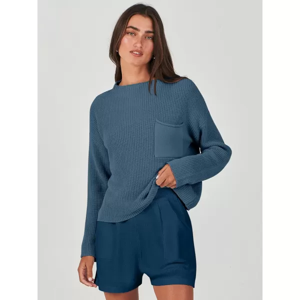 Caracilia Women's Two Piece Outfits Sweater Short Sets Long Sleeve Knit Pullover Top and Shorts Matching Lounge Set Tracksuit