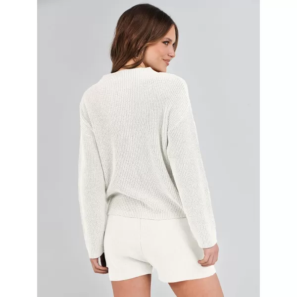 Caracilia Women's Two Piece Outfits Sweater Short Sets Long Sleeve Knit Pullover Top and Shorts Matching Lounge Set Tracksuit