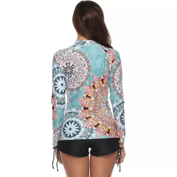 Caracilia Women's UPF 50+ Full Zip Front Long Sleeve Top Rashguard Hoodie Swimsuit