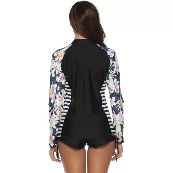 Caracilia Women's UPF 50+ Full Zip Front Long Sleeve Top Rashguard Hoodie Swimsuit