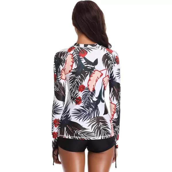 Caracilia Women's UPF 50+ Full Zip Front Long Sleeve Top Rashguard Hoodie Swimsuit