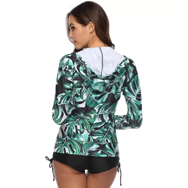 Caracilia Women's UPF 50+ Full Zip Front Long Sleeve Top Rashguard Hoodie Swimsuit