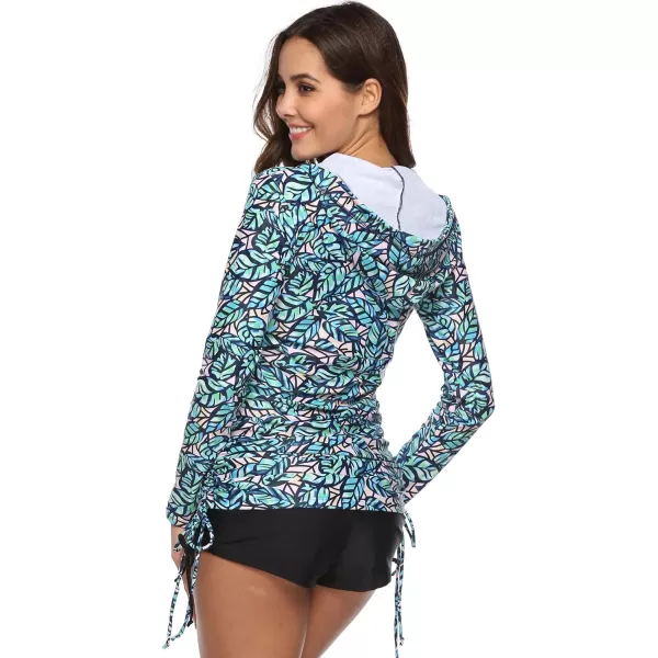 Caracilia Women's UV Sun Protection Long Sleeve Hooded Rash Guard Wetsuit Swimsuit Top
