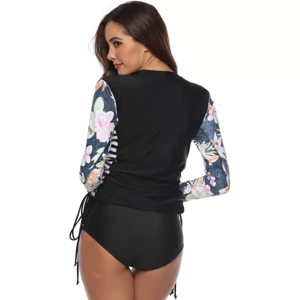 Caracilia Women's UV Sun Protection Long Sleeve Hooded Rash Guard Wetsuit Swimsuit Top