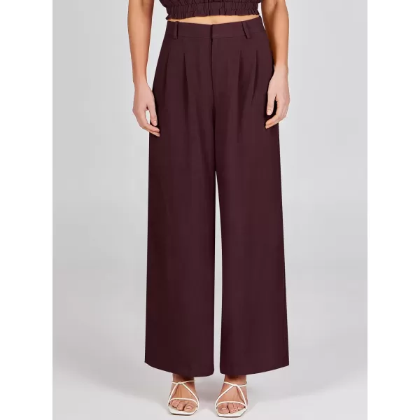 Caracilia Women's Wide Leg Linen Palazzo Pants High Waisted Business Casual Trousers Loose Pleated Dressy Pants with Pocket