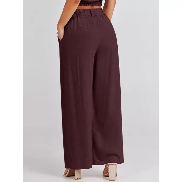 Caracilia Women's Wide Leg Linen Palazzo Pants High Waisted Business Casual Trousers Loose Pleated Dressy Pants with Pocket