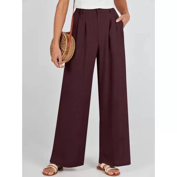 Caracilia Women's Wide Leg Linen Palazzo Pants High Waisted Business Casual Trousers Loose Pleated Dressy Pants with Pocket