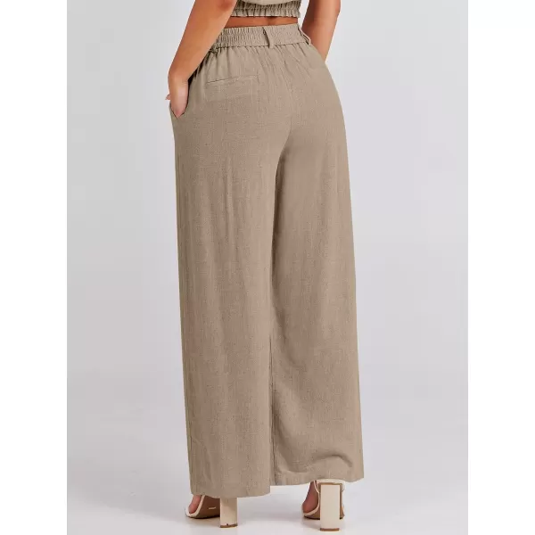 Caracilia Women's Wide Leg Linen Palazzo Pants High Waisted Business Casual Trousers Loose Pleated Dressy Pants with Pocket