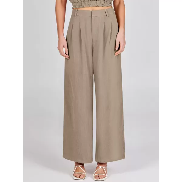 Caracilia Women's Wide Leg Linen Palazzo Pants High Waisted Business Casual Trousers Loose Pleated Dressy Pants with Pocket