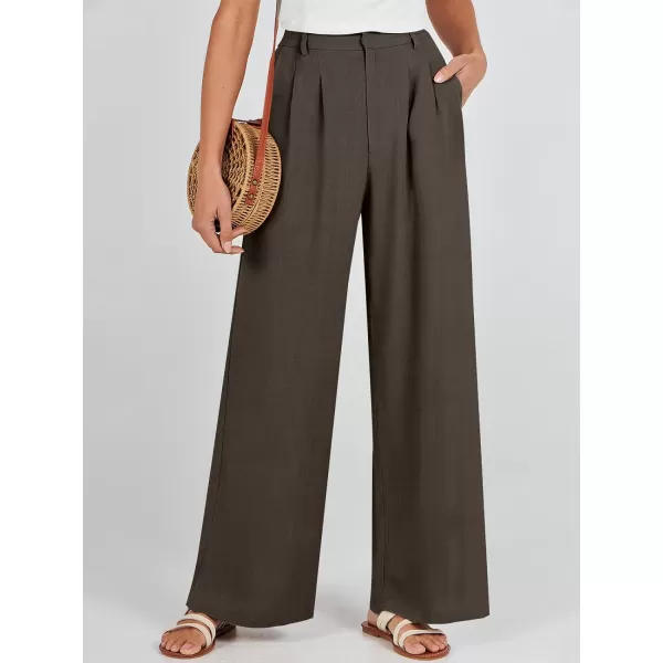 Caracilia Women's Wide Leg Linen Palazzo Pants High Waisted Business Casual Trousers Loose Pleated Dressy Pants with Pocket