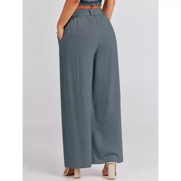 Caracilia Women's Wide Leg Linen Palazzo Pants High Waisted Business Casual Trousers Loose Pleated Dressy Pants with Pocket