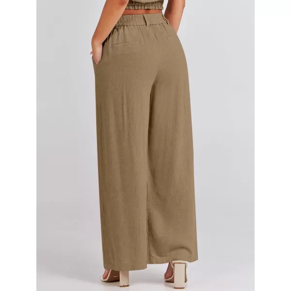 Caracilia Women's Wide Leg Linen Palazzo Pants High Waisted Business Casual Trousers Loose Pleated Dressy Pants with Pocket