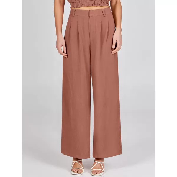 Caracilia Women's Wide Leg Linen Palazzo Pants High Waisted Business Casual Trousers Loose Pleated Dressy Pants with Pocket