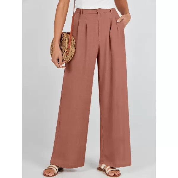 Caracilia Women's Wide Leg Linen Palazzo Pants High Waisted Business Casual Trousers Loose Pleated Dressy Pants with Pocket
