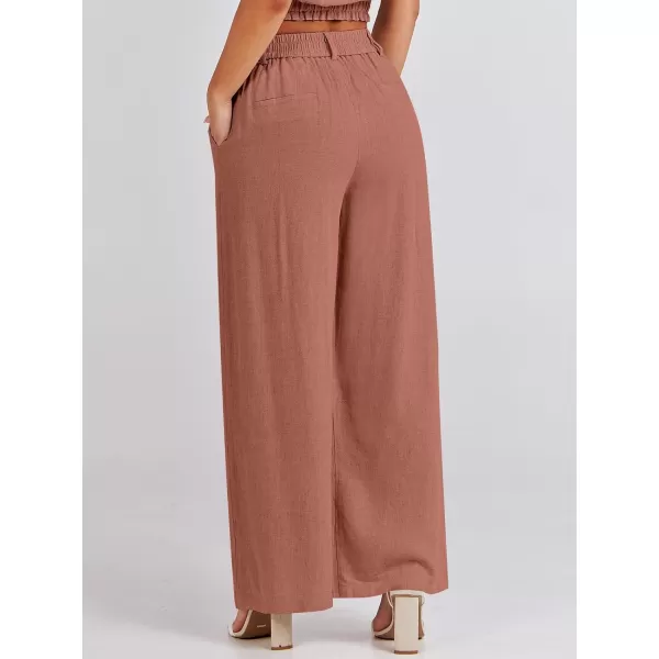 Caracilia Women's Wide Leg Linen Palazzo Pants High Waisted Business Casual Trousers Loose Pleated Dressy Pants with Pocket
