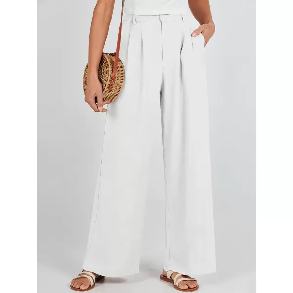 Caracilia Women's Wide Leg Linen Palazzo Pants High Waisted Business Casual Trousers Loose Pleated Dressy Pants with Pocket
