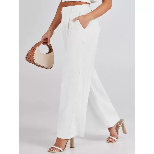 Caracilia Women's Wide Leg Linen Palazzo Pants High Waisted Business Casual Trousers Loose Pleated Dressy Pants with Pocket