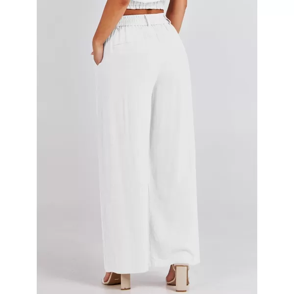 Caracilia Women's Wide Leg Linen Palazzo Pants High Waisted Business Casual Trousers Loose Pleated Dressy Pants with Pocket