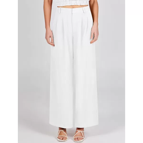 Caracilia Women's Wide Leg Linen Palazzo Pants High Waisted Business Casual Trousers Loose Pleated Dressy Pants with Pocket
