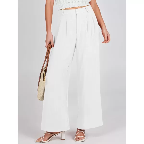 Caracilia Women's Wide Leg Linen Palazzo Pants High Waisted Business Casual Trousers Loose Pleated Dressy Pants with Pocket