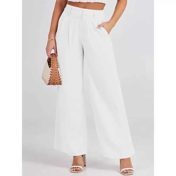 Caracilia Women's Wide Leg Linen Palazzo Pants High Waisted Business Casual Trousers Loose Pleated Dressy Pants with Pocket