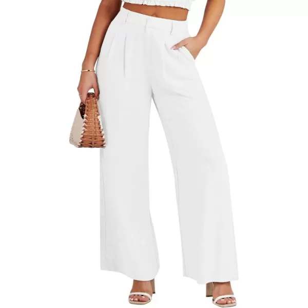Caracilia Women's Wide Leg Linen Palazzo Pants High Waisted Business Casual Trousers Loose Pleated Dressy Pants with Pocket