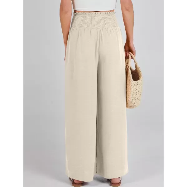 Caracilia Womens Wide Leg Lounge Pants with Pockets High Waisted Long Flowy Palazzo Pants Adjustable Tie Knot Loose Trousers