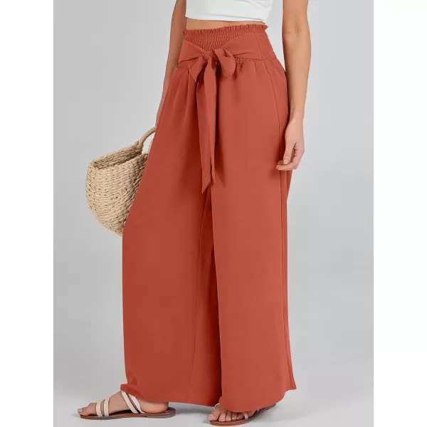Caracilia Womens Wide Leg Lounge Pants with Pockets High Waisted Long Flowy Palazzo Pants Adjustable Tie Knot Loose Trousers