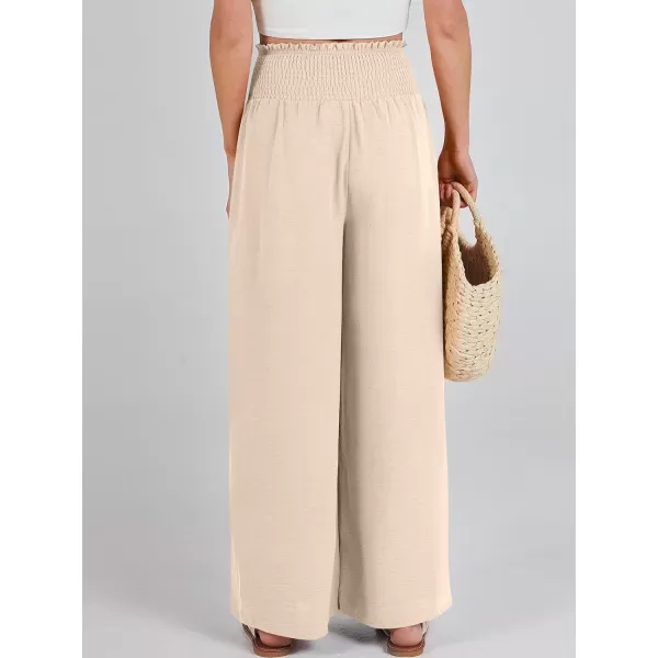 Caracilia Womens Wide Leg Lounge Pants with Pockets High Waisted Long Flowy Palazzo Pants Adjustable Tie Knot Loose Trousers