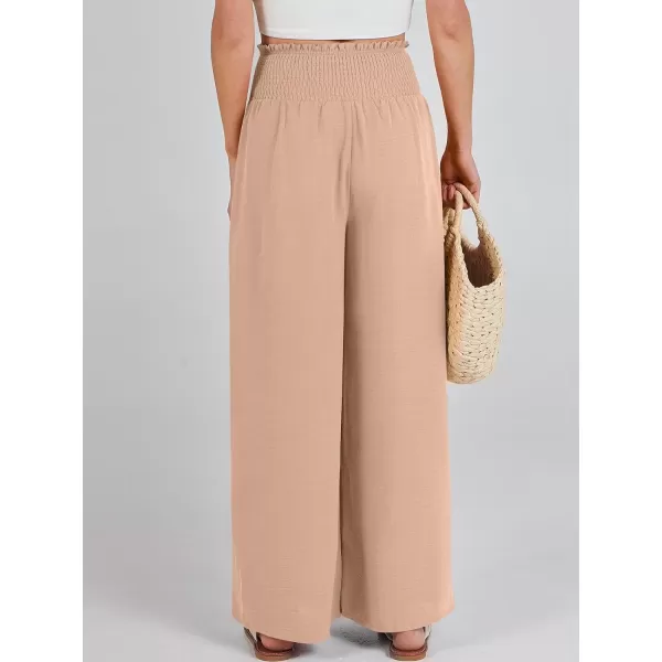 Caracilia Womens Wide Leg Lounge Pants with Pockets High Waisted Long Flowy Palazzo Pants Adjustable Tie Knot Loose Trousers
