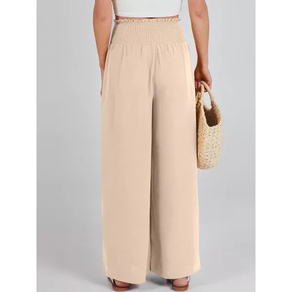 Caracilia Womens Wide Leg Lounge Pants with Pockets High Waisted Long Flowy Palazzo Pants Adjustable Tie Knot Loose Trousers
