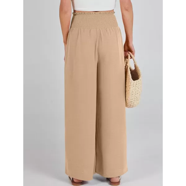 Caracilia Womens Wide Leg Lounge Pants with Pockets High Waisted Long Flowy Palazzo Pants Adjustable Tie Knot Loose Trousers