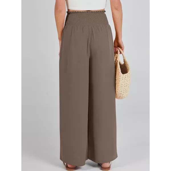 Caracilia Womens Wide Leg Lounge Pants with Pockets High Waisted Long Flowy Palazzo Pants Adjustable Tie Knot Loose Trousers