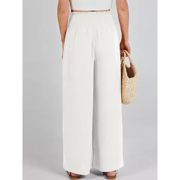 Caracilia Womens Wide Leg Lounge Pants with Pockets High Waisted Long Flowy Palazzo Pants Adjustable Tie Knot Loose Trousers