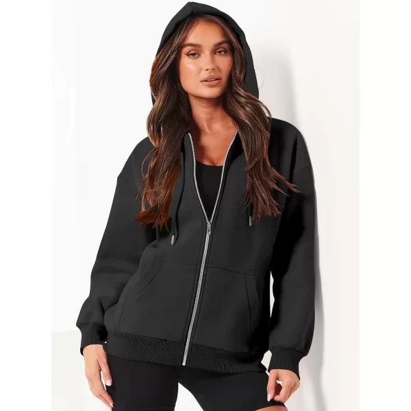 Caracilia Women's Zip Up Hoodies Teen Girls Oversized Sweatshirt Y2K Clothing Cute Fall Casual Drawstring Jacket with Pockets