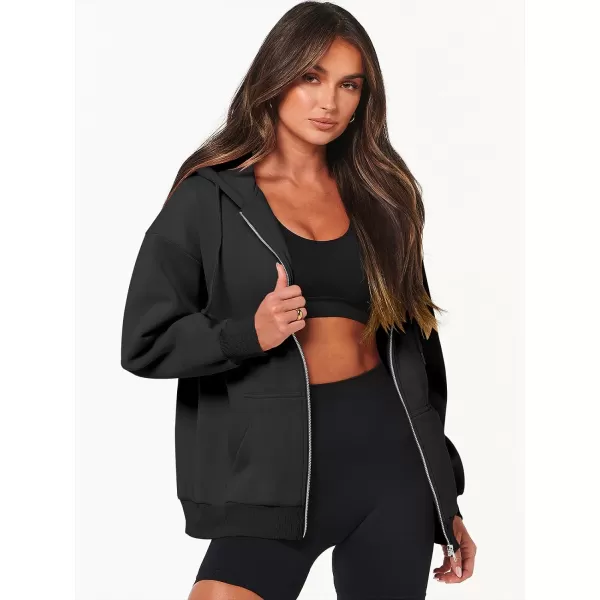 Caracilia Women's Zip Up Hoodies Teen Girls Oversized Sweatshirt Y2K Clothing Cute Fall Casual Drawstring Jacket with Pockets