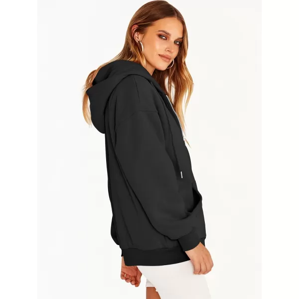 Caracilia Women's Zip Up Hoodies Teen Girls Oversized Sweatshirt Y2K Clothing Cute Fall Casual Drawstring Jacket with Pockets
