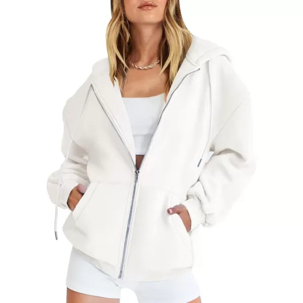 Caracilia Women's Zip Up Hoodies Teen Girls Oversized Sweatshirt Y2K Clothing Cute Fall Casual Drawstring Jacket with Pockets