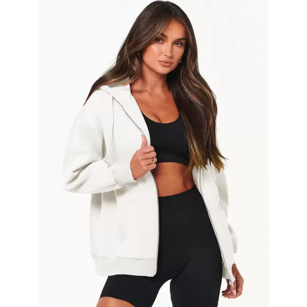 Caracilia Women's Zip Up Hoodies Teen Girls Oversized Sweatshirt Y2K Clothing Cute Fall Casual Drawstring Jacket with Pockets