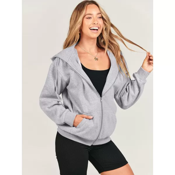 Caracilia Women's Zip Up Hoodies Teen Girls Oversized Sweatshirt Y2K Clothing Cute Fall Casual Drawstring Jacket with Pockets