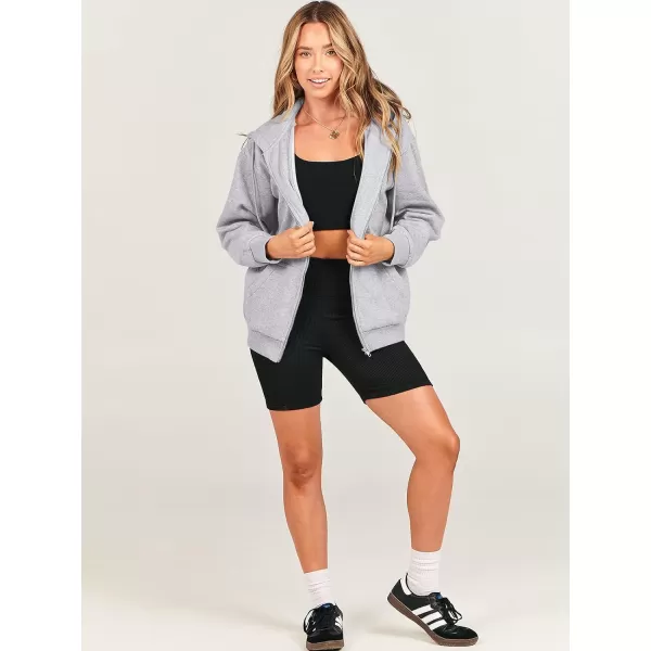 Caracilia Women's Zip Up Hoodies Teen Girls Oversized Sweatshirt Y2K Clothing Cute Fall Casual Drawstring Jacket with Pockets