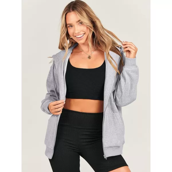 Caracilia Women's Zip Up Hoodies Teen Girls Oversized Sweatshirt Y2K Clothing Cute Fall Casual Drawstring Jacket with Pockets