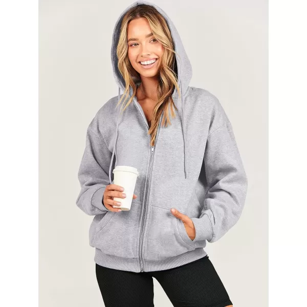 Caracilia Women's Zip Up Hoodies Teen Girls Oversized Sweatshirt Y2K Clothing Cute Fall Casual Drawstring Jacket with Pockets