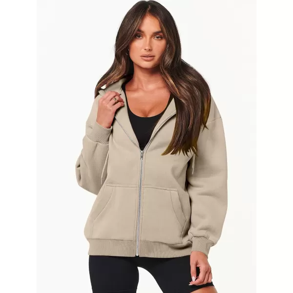 Caracilia Women's Zip Up Hoodies Teen Girls Oversized Sweatshirt Y2K Clothing Cute Fall Casual Drawstring Jacket with Pockets