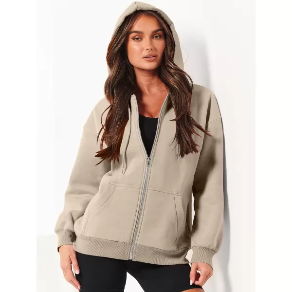 Caracilia Women's Zip Up Hoodies Teen Girls Oversized Sweatshirt Y2K Clothing Cute Fall Casual Drawstring Jacket with Pockets