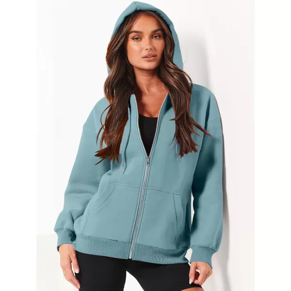 Caracilia Women's Zip Up Hoodies Teen Girls Oversized Sweatshirt Y2K Clothing Cute Fall Casual Drawstring Jacket with Pockets