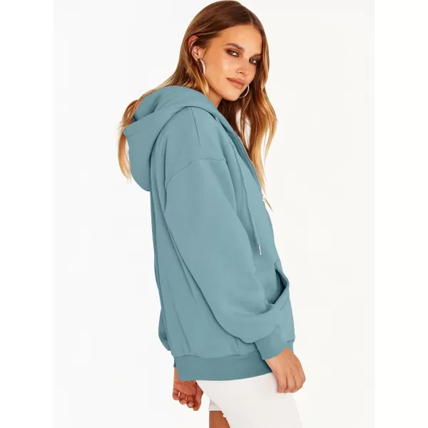 Caracilia Women's Zip Up Hoodies Teen Girls Oversized Sweatshirt Y2K Clothing Cute Fall Casual Drawstring Jacket with Pockets