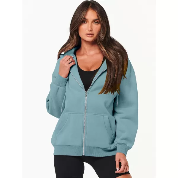 Caracilia Women's Zip Up Hoodies Teen Girls Oversized Sweatshirt Y2K Clothing Cute Fall Casual Drawstring Jacket with Pockets
