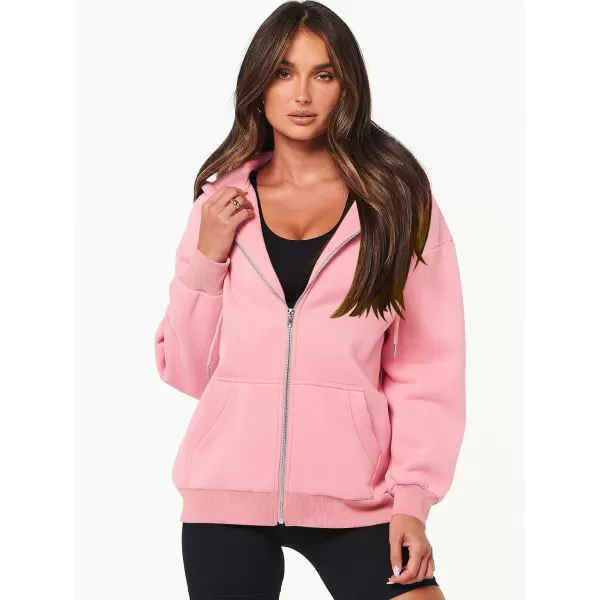 Caracilia Women's Zip Up Hoodies Teen Girls Oversized Sweatshirt Y2K Clothing Cute Fall Casual Drawstring Jacket with Pockets