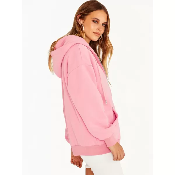 Caracilia Women's Zip Up Hoodies Teen Girls Oversized Sweatshirt Y2K Clothing Cute Fall Casual Drawstring Jacket with Pockets
